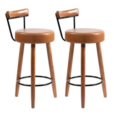 Imagem de Kit 2 Banquetas Nápoles 89cm Couríssimo Amarula - Salaone Amarula