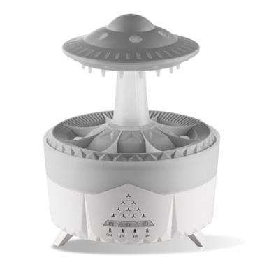 Imagem de Umidificador de Nuvem de Chuva 350ml com Som Relaxante de Gotas de Chuva, Difusor de Óleo Essencial, Luzes LED Coloridas, Temporizador 2/4/8h – Aromaterapia e Ambiente Relaxante