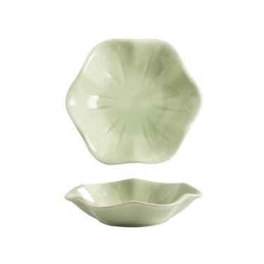 Imagem de prato de lanche Bandejas de cerâmica para imersão para decoração mesa, utensílios cozinha para casa tigela de sopa(Light Green)