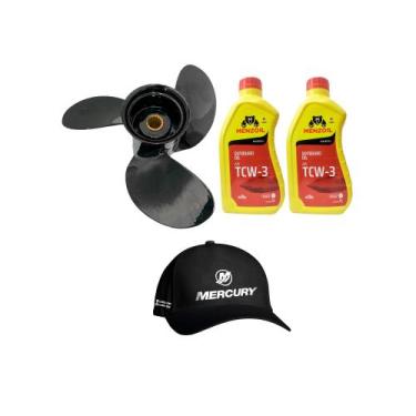 Imagem de Hélice Mercury 15hp 18hp 9.1 4 x 10 Óleo Menzoil 2L Mais Boné - HR Náu