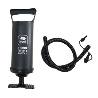 Imagem de Bomba de Ar Manual Bel Inflador Portátil Colchão Inflável Piscina Bote Boia Mangueira Adaptadores Uso Camping Praia Viag