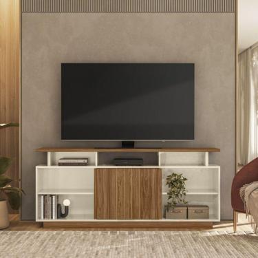 Imagem de Rack Bancada Para Tv Até 65" Salvador 160cm Off White/amêndoa- Mabe Magazine