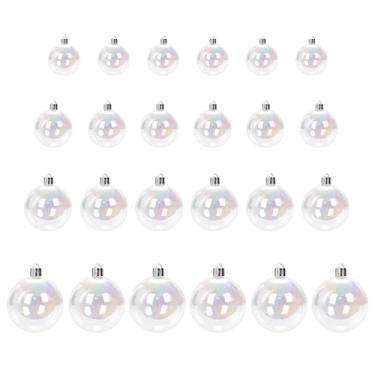 Imagem de ZUOKEMY 24 peças de enfeites iridescentes de bolas de Natal, bolas de plástico transparente para pendurar bolhas, decoração de casamento, arco-íris, artesanato para pendurar para bricolage, bruxa