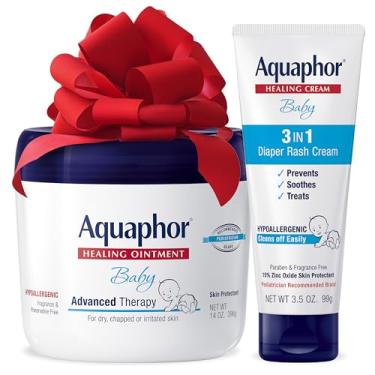 Imagem de Aquaphor Baby Skin Care Set - Fragrance Free, Prevents, Soothes and Treats Diaper Rash - Includes 14 oz. Jar of Advanced Healing Ointment & 3.5 oz Tube of Diaper Rash Cream