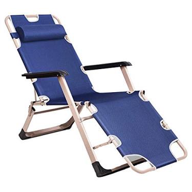 Imagem de LMJYU Reclinável dobrável de praia para lazer ao ar livre, cadeira de gravidade zero, cadeira de sol com descanso de perna ajustável e encosto confortável, sofá de apoio de braço, pano Oxford simples