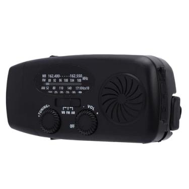 Imagem de Generic Rádio Meteorológico de Emergência, AM FM WB NOAA Rádio Portátil Com Manivela Solar Com Bateria de 6000mAh, Lanterna LED, Alarme SOS para Emergência de Acampamento Ao Ar Livre Em (Preto)