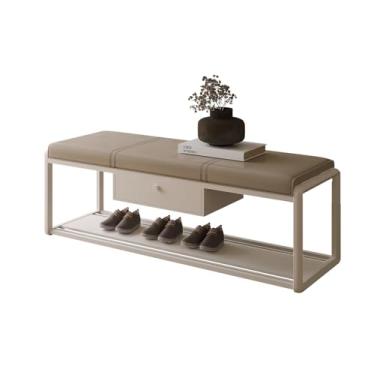 Imagem de FAMEOYA Banco para troca de sapatos na entrada da casa, banco longo para armário de sapatos, banco de troca de sapatos integrado, banco de cabeceira para chuveiro interno (A)