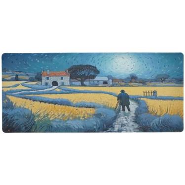 Imagem de Wassud Village Mouse Pad Gaming com base de borracha antiderrapante, mouse pad longo com borda costurada, impermeável grande mesa pad para escritório, casa, 80 cm x 30 cm