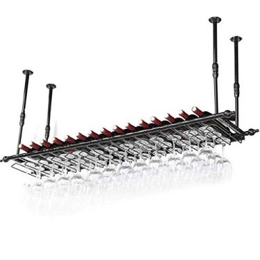 Imagem de APUM Suporte flutuante de barra de vinho, suporte de copo de vinho ajustável de metal invertido, suporte de garrafa para restaurantes, cozinhas