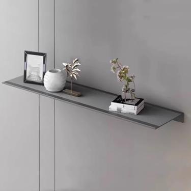 Imagem de uhyOHF Prateleira de armazenamento de parede, divisórias de alumínio fáceis de instalar, sala de estar, cozinha, quarto, prateleiras de armazenamento de parede (cinza - 60 x 13,7 x 3 cm