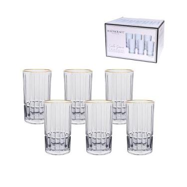 Imagem de Jogo 6 copos long drink vidro borda dourada 385ml cristalle hauskraft