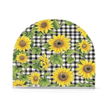 Imagem de CEBUGI Porta-guardanapos para mesas porta-guardanapos de acrílico girassóis amarelos porta-guardanapos de papel para decoração de festa de jantar de cozinha