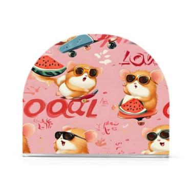 Imagem de xigua Porta-guardanapos de acrílico, porta-guardanapos de hamster de desenho animado fofo para mesas cozinha restaurante decoração de casa, suporte decorativo moderno para guardanapos de coquetel de