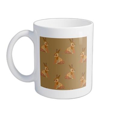 Imagem de Caneca Xícara de Café Porcelana 300ml Com Ilustração De Coelho