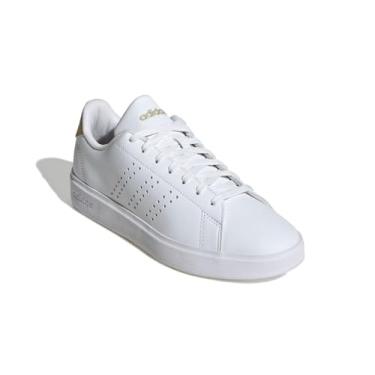 Imagem de adidas Tênis feminino Advantage 2.0, Branco/Branco/Ouro Fosco, 35