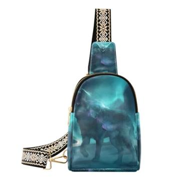 Imagem de CEBUGI Bolsa feminina Wolf pequena tiracolo de couro, pochete para trilhas, viagens ao ar livre