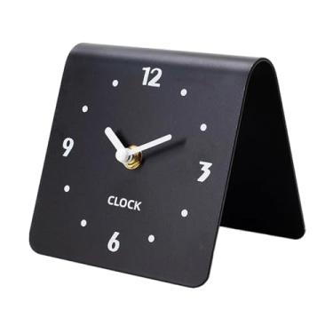 Imagem de WeiLaiKeQi Relógio de mesa silencioso, decorativo para mesa de cabeceira, sala de estar, dormitório ou escritório, Preto