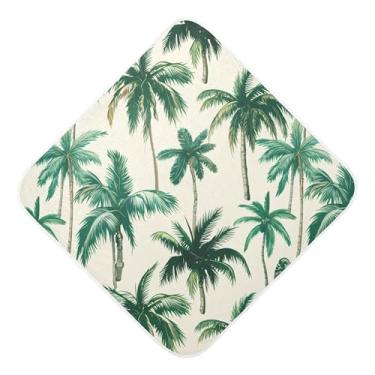 Imagem de Burbuja Toalha de banho para bebês com palmeiras tropicais - Toalha com capuz de musselina macia e absorvente para recém-nascidos, 89 x 89 cm