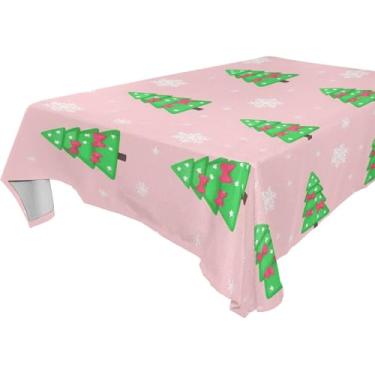 Imagem de Burbuja Toalha de mesa de árvore de Natal, toalha de mesa quadrada anti-rugas grossa para decoração de jantar, cozinha, festa, 137 x 137 cm