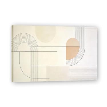 Imagem de Silent FormsMinimalista Arte em tela: Serenidade Tons Neutros Grande Área em Branco para Decoração de Espaço Calmo Emoldurado 31,5 x 119,9 cm