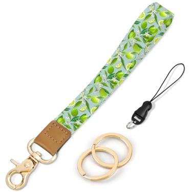 Imagem de Knagsfa Chaveiro de pulso, cordões de pulso fofos para chaves de pulso para mulheres, carteira, telefone, crachás de identificação, limão verde