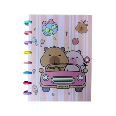 Imagem de Caderno de Disco Capa Capivara, com elástico, 14,5cmx21cm - 80 folhas (2)