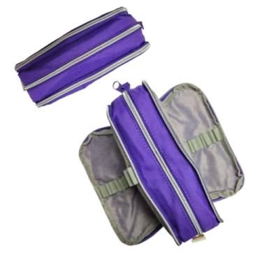 Imagem de Estojo Escolar Duplo Grande Roxo Volta às Aulas Lápis de Cor Caneta Gel Tesoura Borracha Moderno TOP