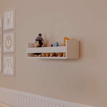Imagem de Prateleira Porta Brinquedo Branca 60 X 12cm Suporte Invisivel