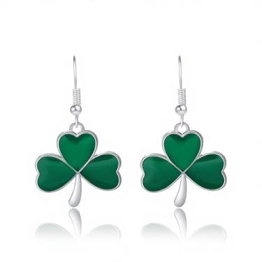 Imagem de Brincos femininos do Dia de São Patrício, trevo da sorte, trevo da sorte, trevo, folha verde, pingente para o dia de São Patrício, acessórios para presentes, Medium, Metal, Sem pedra preciosa