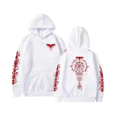 Imagem de Moletom Masculino Com Estampa De Corvo Viking, Casual, Esportivo, De A