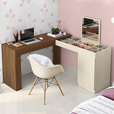 Imagem de Escrivaninha Penteadeira Freijó/Off White Móveis Leartam