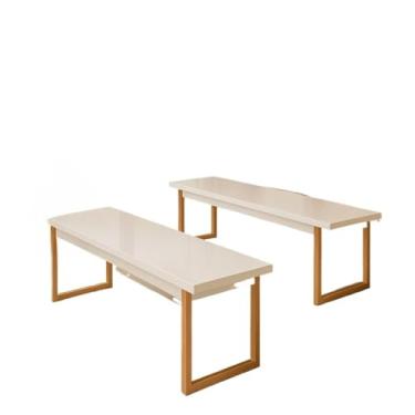 Imagem de Conjunto 2 Bancos Estilo Industrial MDF e Metalon(Off White/Bronze)