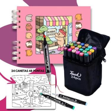 Imagem de Kit de Colorir Bobbie Goods + 24 Canetinhas Dupla Ponta