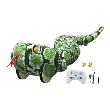 Imagem de Fenteer Cobra de brinquedo com controle remoto, cobra falsa de brinquedo RC, animal rastejante, presente eletrônico, modelo de réptil rastejante para meninos, Verde