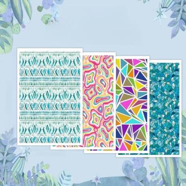 Imagem de Papel de transferência para argila de polímero, 4 designs de 20 peças de papel de transferência de argila para brincos de argila de polímero, joias de argila para pintura a óleo (estilo geométrico)
