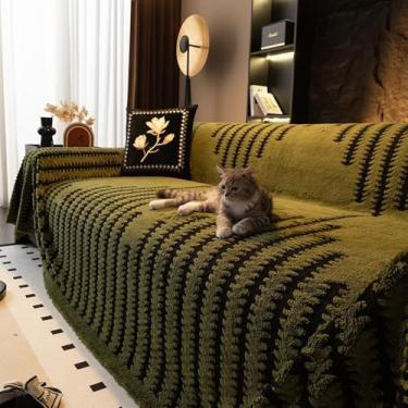 Imagem de WMLTZFUS Capa de sofá, capa de sofá, moderna, decorativa, lavável, antiderrapante, protetor de móveis para cães, animais de estimação, sala de estar, decoração de casa, verde, 180 x 150 cm