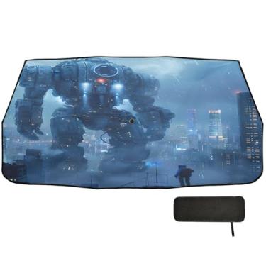 Imagem de Enorme Guerreiro Mecânico Auto Para-sol Para-brisa Bloqueio UV Persianas de Janela de Carro Retrátil 147 x 75 cm Guarda-sol Carro Sombra