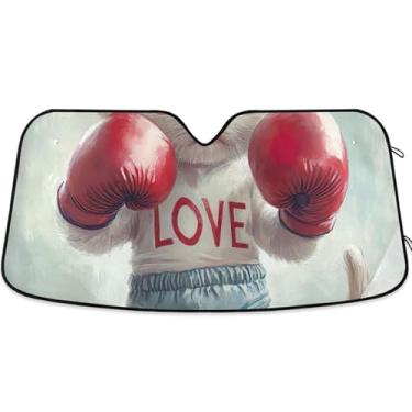 Imagem de Toldo de sol de gatinho fofo de arte digital para para-brisa de carro engraçado personalizado retrátil caminhão protetor de carro para janelas dianteiras S, 134,6 cm x 59,7 cm