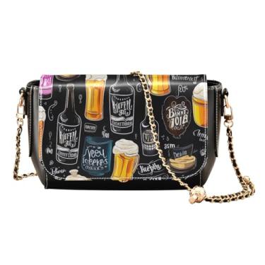 Imagem de GAIGEO Beer Bolsa de ombro média, bolsas de viagem transversais de couro para mulheres, Cerveja-4, One Size