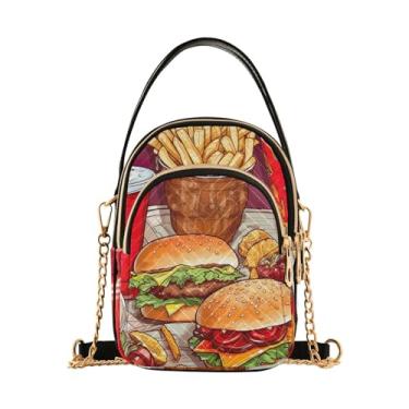 Imagem de GAIGEO Bolsa tiracolo feminina Cows, bolsa com alça de ombro longa, bolsa de ombro pequena para mulheres, Desenhada com comida-1, One Size