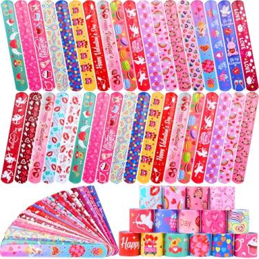 Imagem de OCTERIC 48 pulseiras de batida para o dia dos namorados, estampas de coração sortidas, presentes fofos para troca de sala de aula, lembrancinhas de festa, decorações de dia dos namorados e prêmios