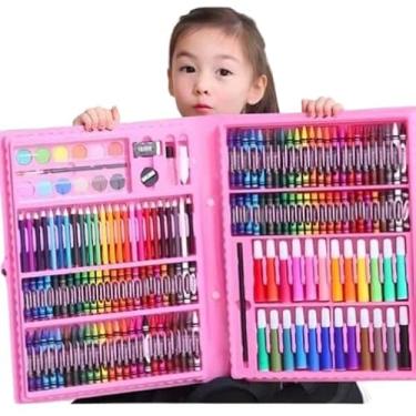 Imagem de Estojo Maleta Escolar 150 Pçs C/Canetinha E Lapis Infantil - Cor : Rosa