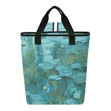 Imagem de Mochila térmica à prova de vazamento com pintura de lírio de água verde, à prova d'água, 36 latas