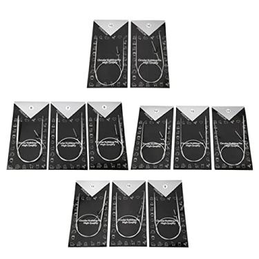 Imagem de fosa 11pcs Agulhas de tricô Circulares, Design Oco de Aço Inoxidável, Com 43 65 80cm, para Tecer Artesanalmente Faça você Mesmo Suéter Chapéu Cachecol Luvas (43cm)