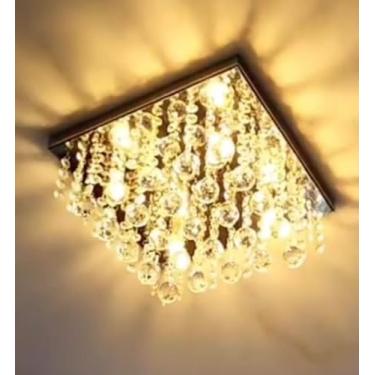 Imagem de Lustre de Cristal K9 Legítimo para Sala e Quarto, Base Quadrada 30x30 CM