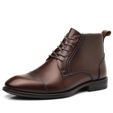 Imagem de Holy dove Chelsea Botas masculinas – couro legítimo, Chelsea Botas masculinas com zíper lateral, botas casuais sem cadarço, botas sociais estilo Chukka e Oxford, 2024001-marrom café, 44