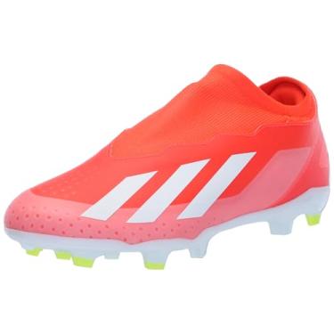 Imagem de adidas Tênis unissex adulto X Crazyfast League sem cadarço firme, Vermelho solar/branco/amarelo solar, 41 BR