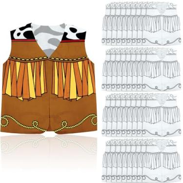 Imagem de Yearntown Kit de artesanato de 36 peças para colorir seu próprio colete ocidental - Artesanato de Natal ocidental para meninos e meninas - Ideal para pintura de aniversário de caubói vaqueira faça