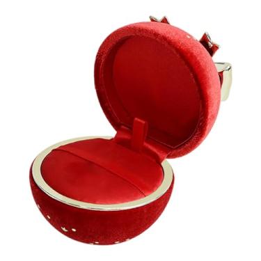 Imagem de oshhni Caixa de Joias com Laço, Estojo Organizador de Joias de Luxo Portátil e Elegante para Casamento, Pedido de Casamento, Aniversário e Uso Diário, Vermelho para Pingente