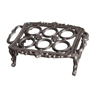 Imagem de ＫＬＫＣＭＳ Porta-ovos de ferro fundido estilo vintage retrô, organizador para armazenar ovos, ideal para sala de jantar, decoração de mesa ou estilo fazenda, 6 Grades
